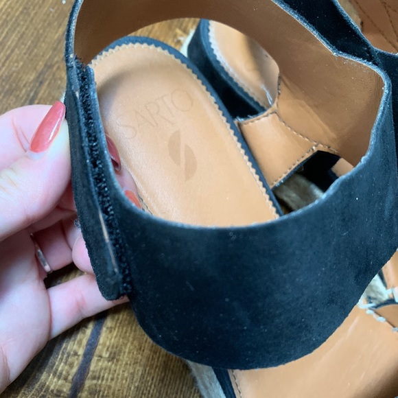 SARTO Espadrille Sandals in Black Suede Velvet - Picture 3 of 4